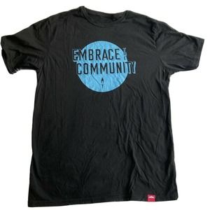 Embrace The Community T Shirt Adult Size Medium Black Stretchy Religious Church